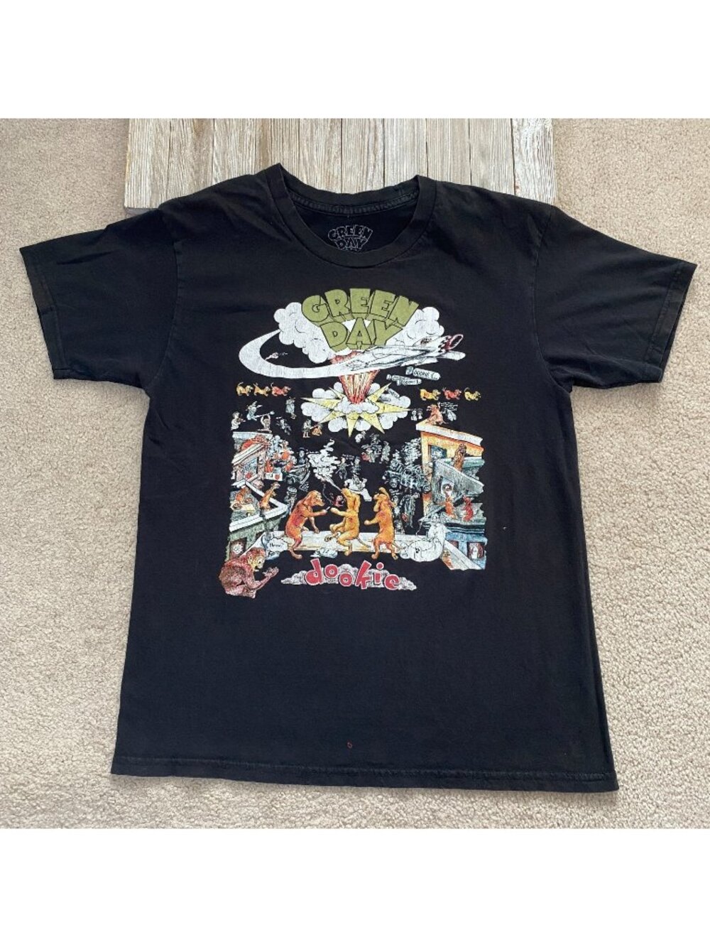 Green Day Dookie T-Shirt Band Tee Size M Album Cover Art 90s Punk Rock Music